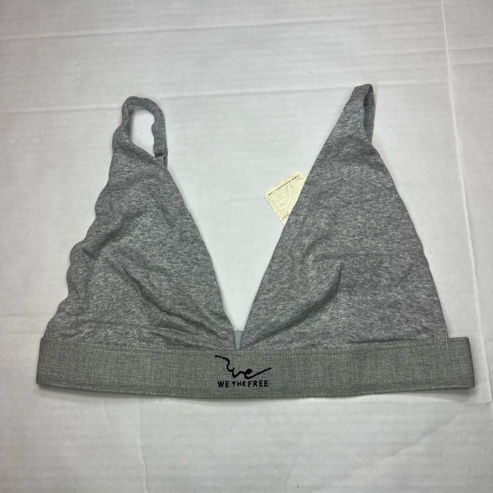We The Free People Intimately Bralette Gray Adjustable Straps Clasp Closure L - Picture 2 of 6